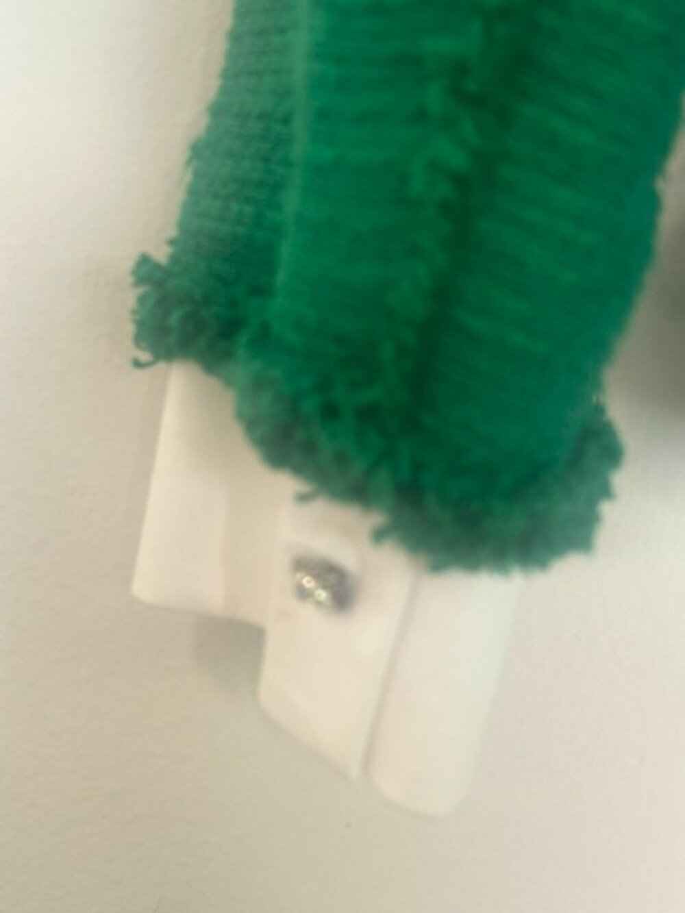 Zara Lush Green Tweed Jeweled Rhinestone Buttons Raw Fringe Trim Lined Jacket - Picture 12 of 16